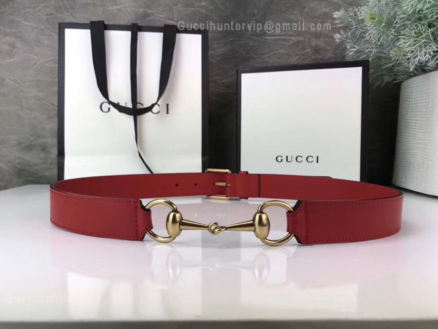 Gucci Leather Belt With Horsebit Red 30mm